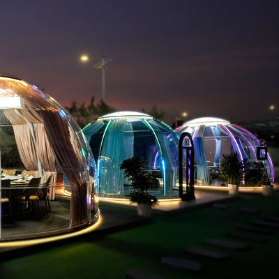 comprar Buena calidad al aire libre Hotel Resort Pc Ocio Redondo Glamping Protector solar Doble Cúpula Casa tienda de campaña online manufacture