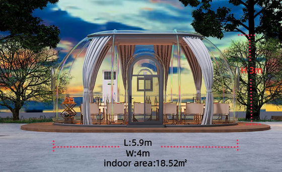 Camping Tiendas de campaña al aire libre 18.52M2 Casas prefabricadas Cúpula Tienda transparente 3M