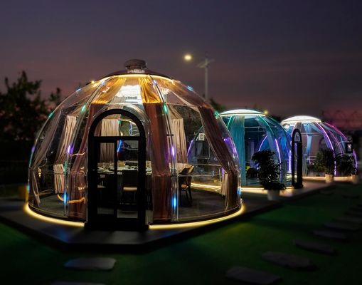 Tenda de cielo impermeable Cúpula de burbujas transparente exterior con doble cúpula de policarbonato