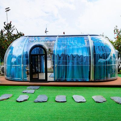 Tienda de burbujas de comedor de 360 grados totalmente transparente 27.7m2 Casa de cúpula geodésica