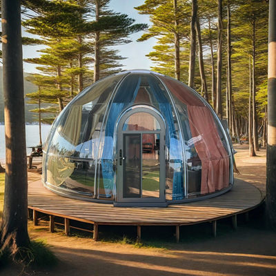 Moderno estilo Casa de burbujas de policarbonato transparente aislada tienda de picnic prefabricada con cúpula para fiesta de hotel uso de material de contenedor verde