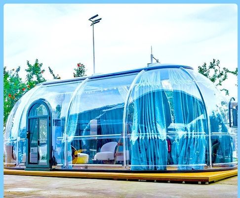 Residencia de lujo al aire libre de material PC transparente de burbuja, impermeable al impacto y al fuego para hoteles y campings de complejo