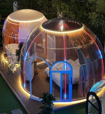 Tienda de cúpula de policarbonato Casa de burbujas transparente Casa prefabricada de cúpula para exteriores