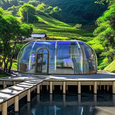 Tenda de cúpula prefabricada aislada impermeable de policarbonato transparente para fiestas de hotel