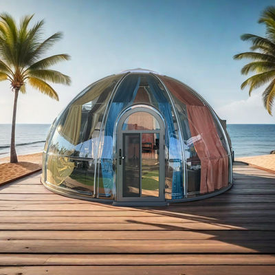PC Estructura de acero burbuja geodésica tienda de campaña de cúpula móvil casa de invernadero al aire libre glamping respetuoso con el medio ambiente