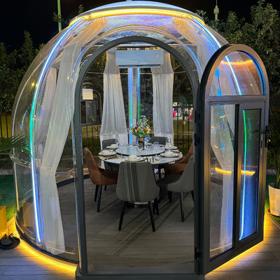 Hotel de diseño moderno Modular Prefab PC Cúpula de cristal Tienda Casa de burbujas para comer