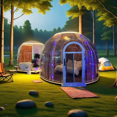 Nuevo diseño de policarbonato de cúpula tienda modular prefabricado PC doble Casa de cúpula de burbujas para el resort