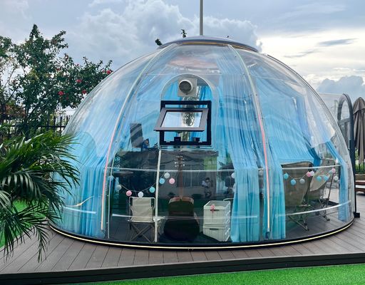 Alta dureza de lujo impermeable de policarbonato Cúpula Tienda Eco con baño PC Casa de burbujas