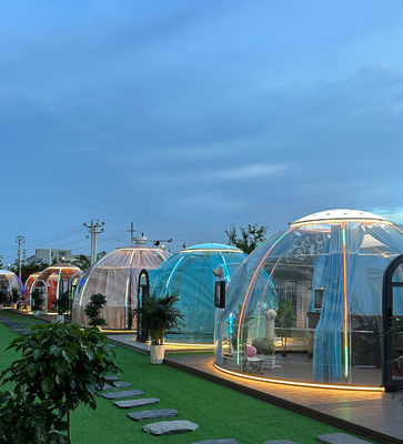 Glamping Jardín Casas prefabricadas Tiendas de campaña de policarbonato Casa de doble cúpula