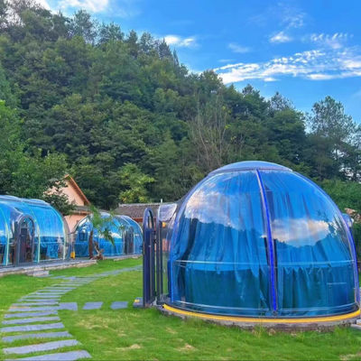 Tienda con cúpula resistente de PC de moda en exteriores Tienda con burbujas de cabina de estrellas para restaurantes de campamento hecha de material de contenedor duradero