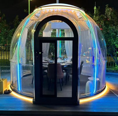 Venta caliente Nuevo diseño de PC Hotel Transparente Cúpula Tienda Modular Prefab Casa de burbujas Casa de cúpula Para comer
