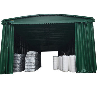 Tienda eléctrica de gran almacén logística con techo ajustable de empuje y tira y toldo de cambio retráctil en acero tipo metal