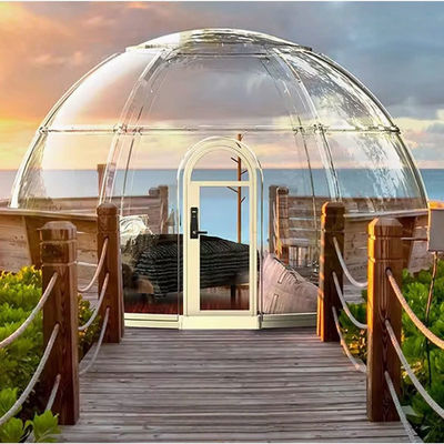 Hotel de campamento transparente Cúpula prefabricada para exteriores Bubble House Yurt con iluminación LED