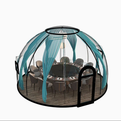 18-20 Personas Casa prefabricada con cúpula transparente resistente al viento para hoteles y PC Solución de alojamiento